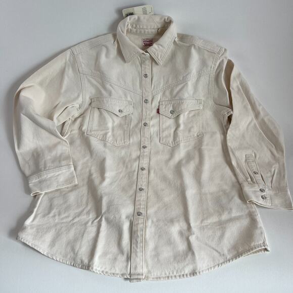 Levi's Premium Women Dorsey Western Oversized Fit Snaps Button Shirt  Size M - Picture 1 of 14